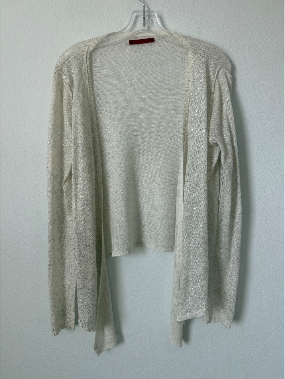 VELVET Label Long Sleeve Linen White/Silver Open Front Cardigan Sweater Size S
